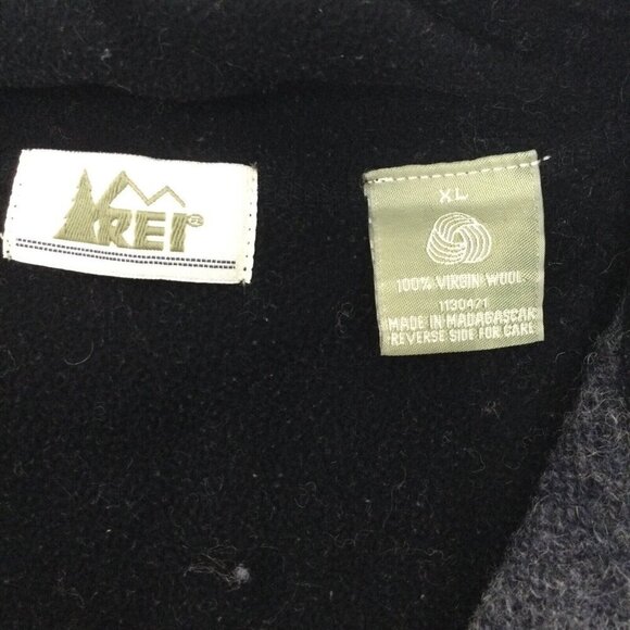 REI Sweater Mens XL Black 100% Virgin Wool Knit Long Sleeve Quarter Zip Pullover - Picture 4 of 11